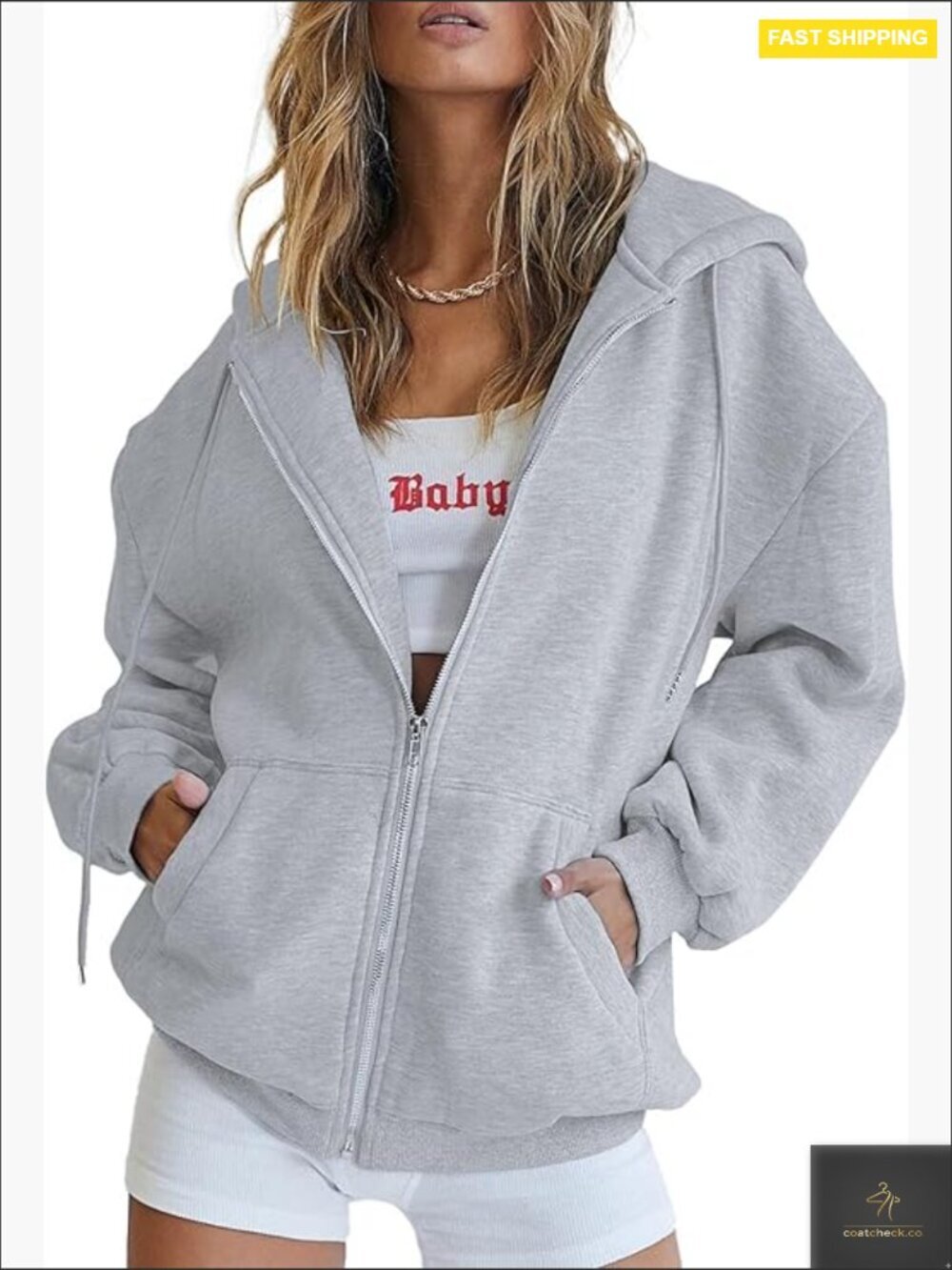 Zip Up Y2K Hoodie Casual Long Sleeve Sweatshirt Fall Track Jacket with Pockets